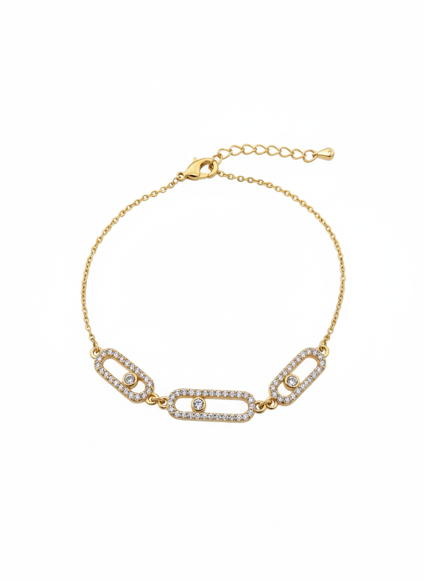 3 rectangle floating diamond dainty bracelet