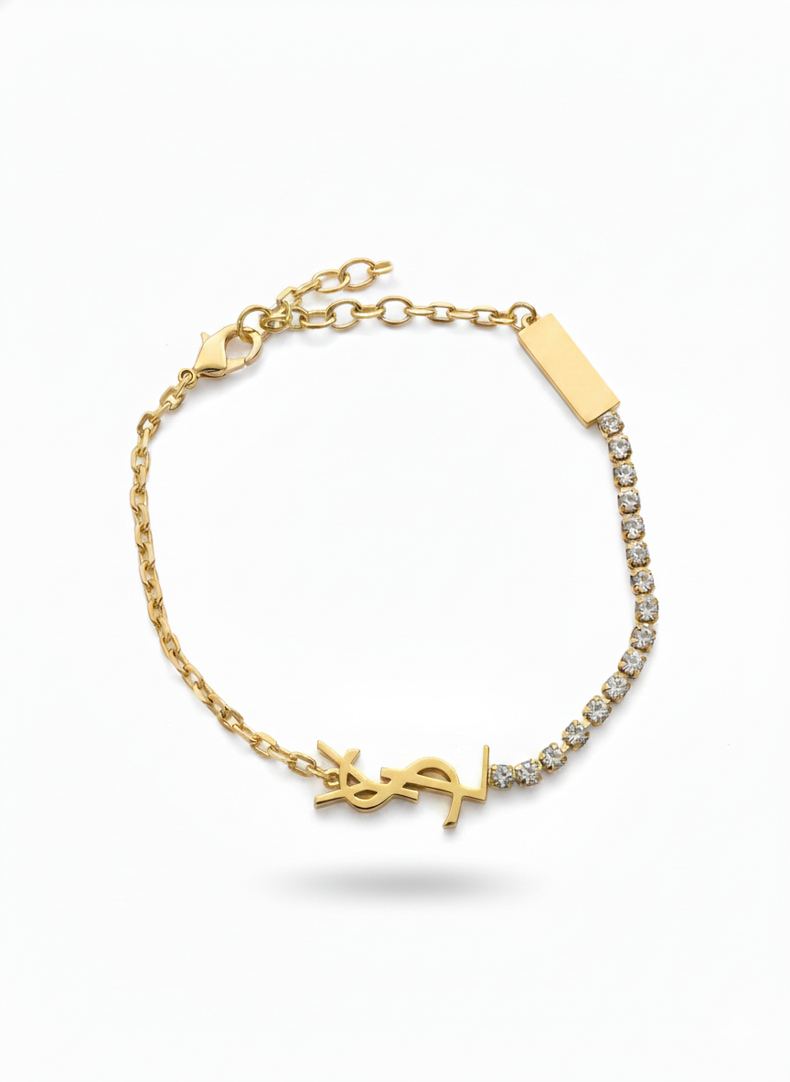 Alphabet with stones dainty bracelet