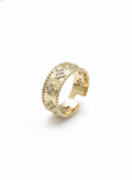 Gorgeous Gold Chunky Ring with Crystals - Statement Ring