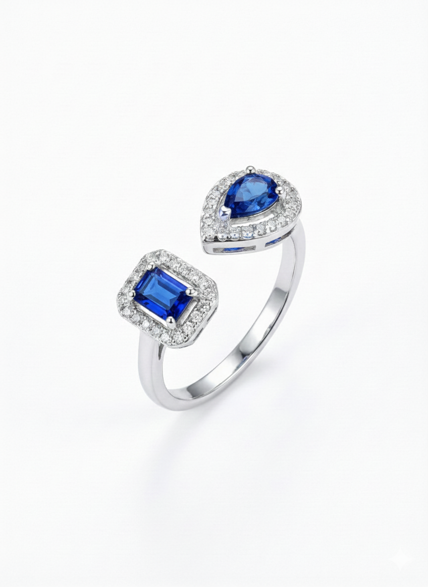 Diamond Halo Open Ring - Stone Studded Crystal Ring