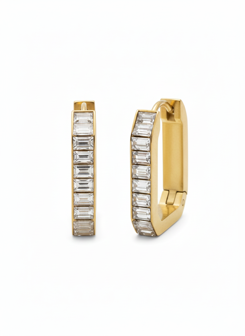 Baguette Crystal Hoop Earrings