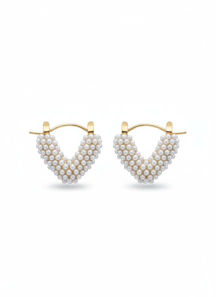 Pearl Heart Hoop Earrings