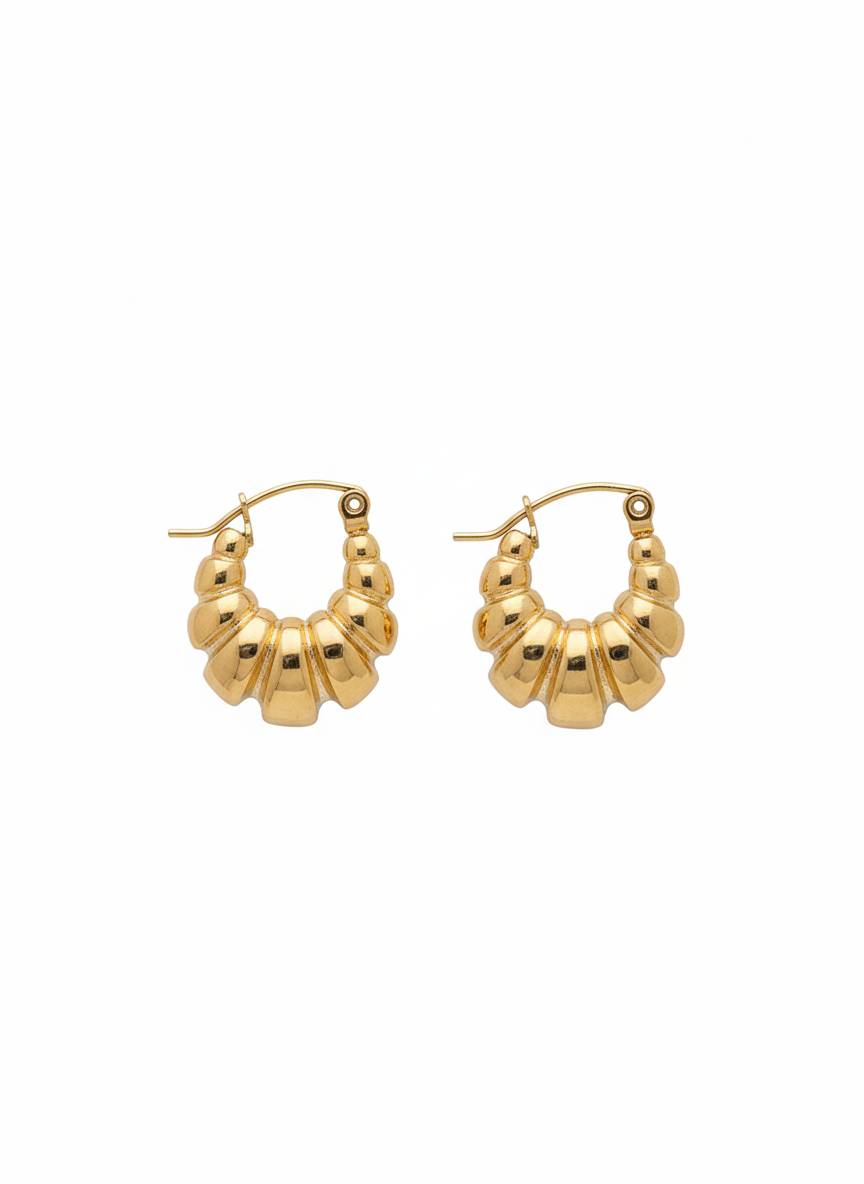 Gold Hoop Earrings- Croissant