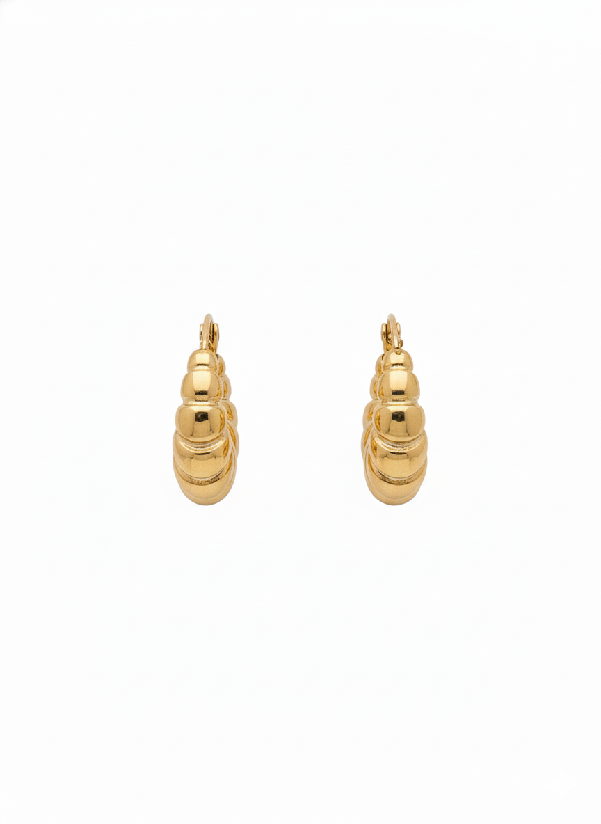 Gold Hoop Earrings- Croissant