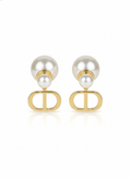 Double Pearl Gold Infiniti Earrings