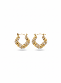 Pearl Twisted Gold Hoop Earrings