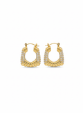 Textured Crystal Gold Hoop Earrings