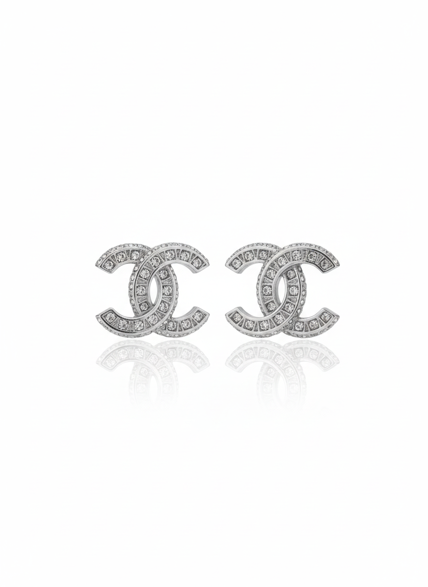 Crystal Infiniti Logo Stud Earrings