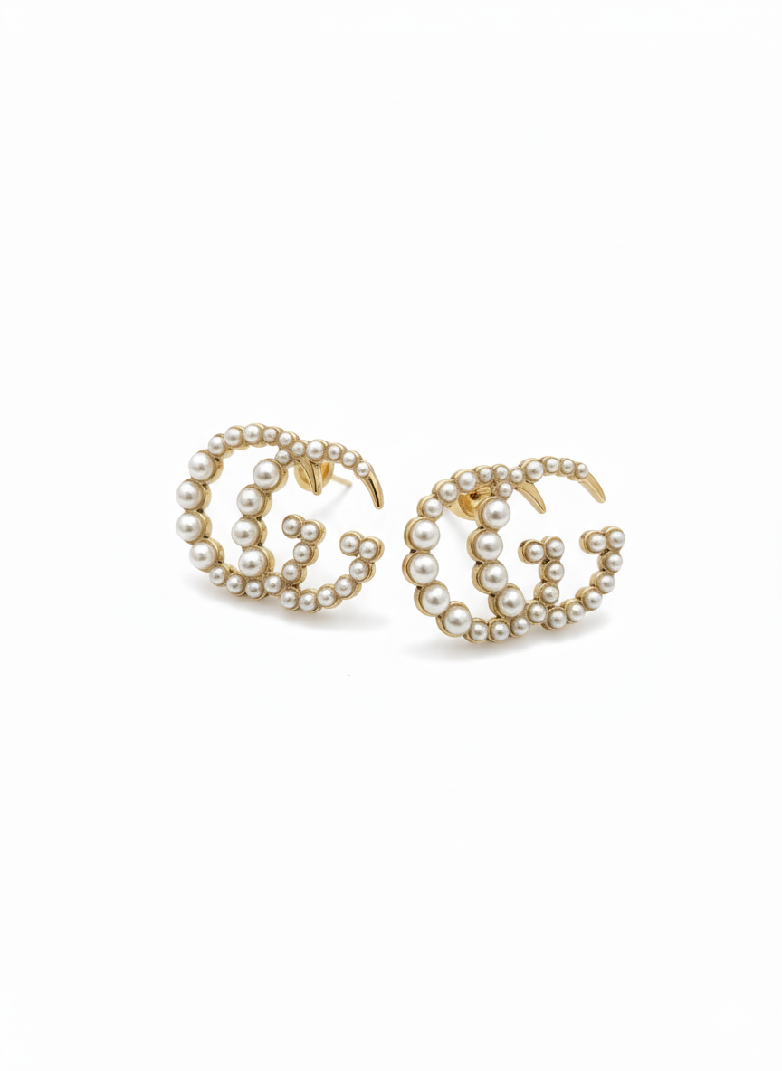 Pearl Double G Stud Earrings