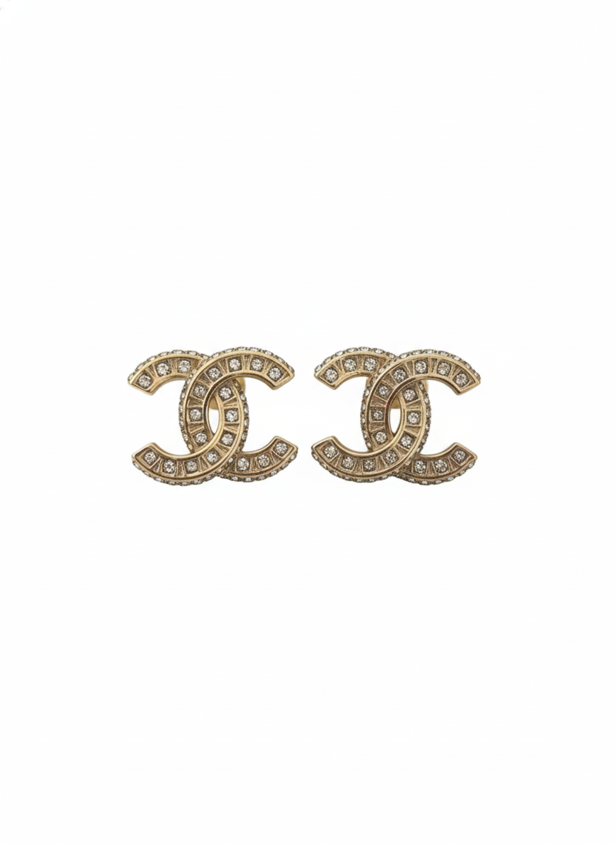 Crystal Infiniti Logo Stud Earrings