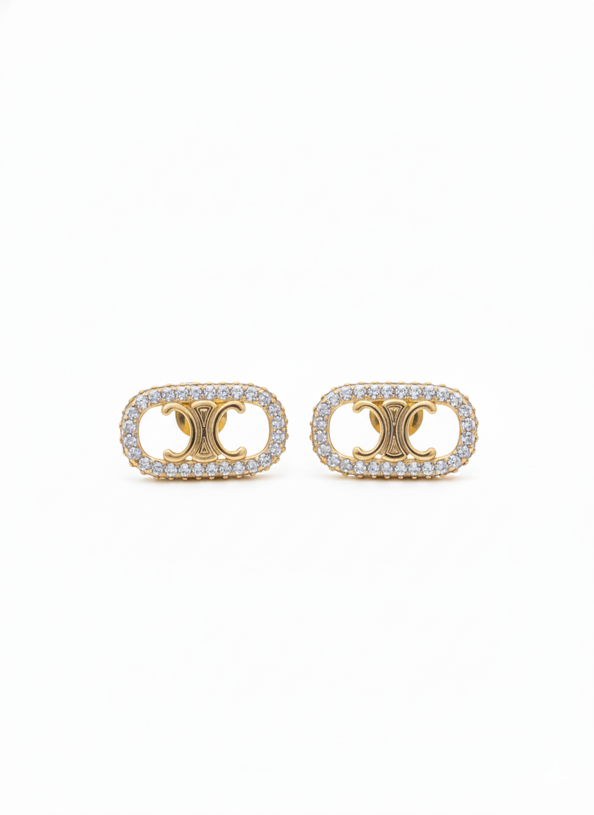 Diamond Pavé Infiniti Rectangle Earrings