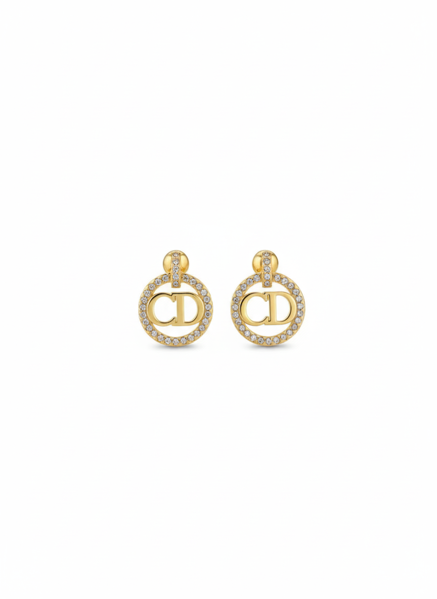 Infiniti Crystal Drop Earrings - Gold Tone