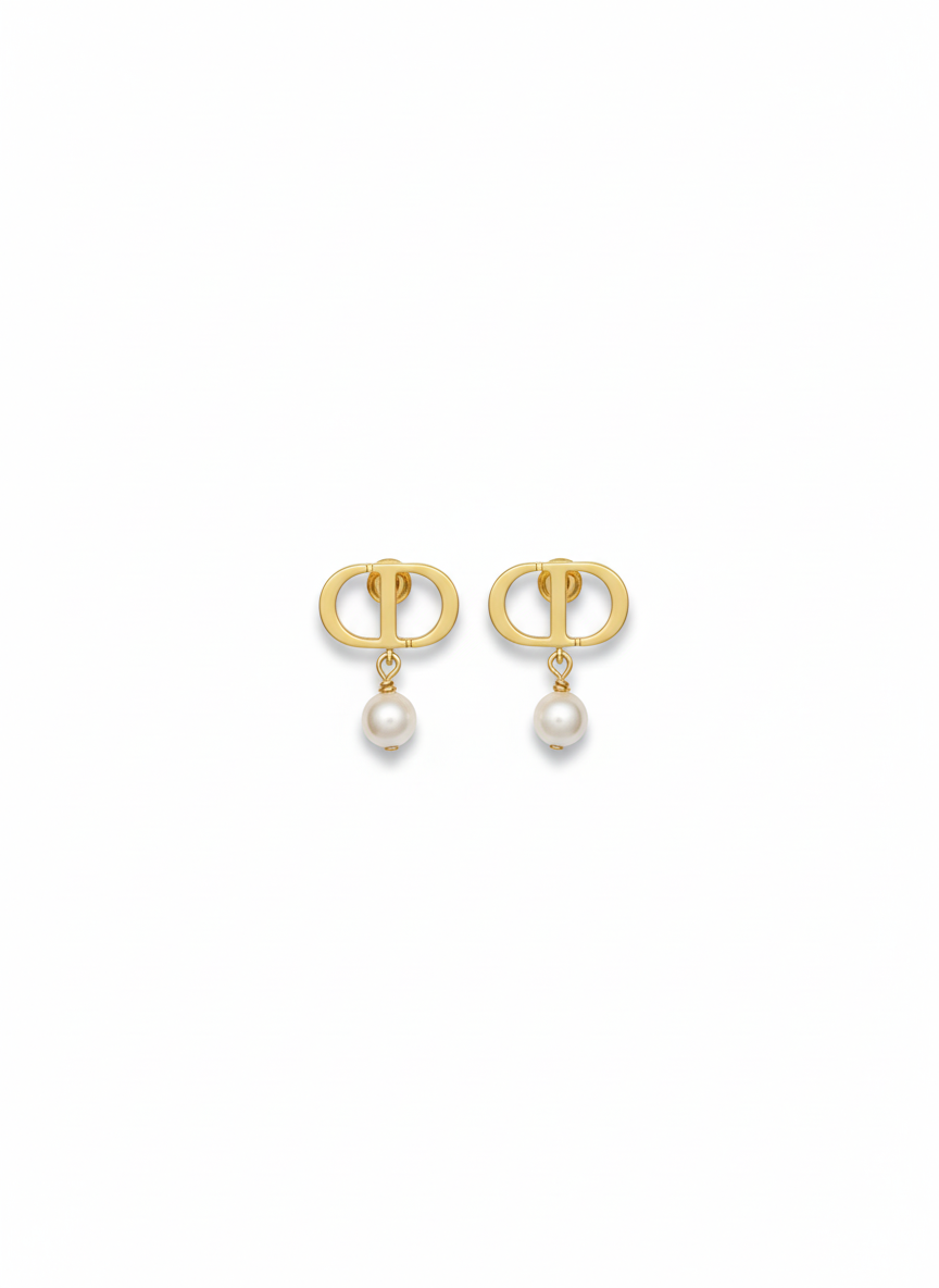Infiniti Pearl Drop Earrings - Gold Tone