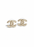 Infiniti Pearl Stud Earrings - Gold Tone