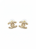Infiniti Twisted Pearl Stud Earrings - Gold Tone