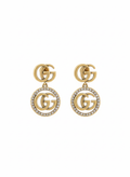 Luxury Double G Crystal Drop Earrings - Gold Tone