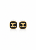 Infiniti Logo Stud Earrings - Black & Gold Tone Designer Jewelry