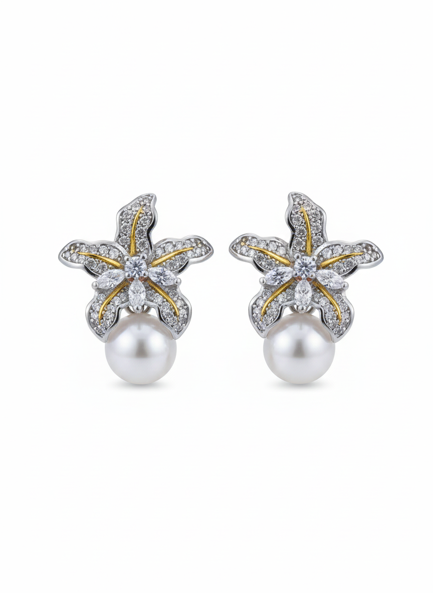 Starfish Pearl Drop Earrings