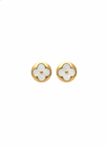 Clover Flower Pearl Stud Earrings