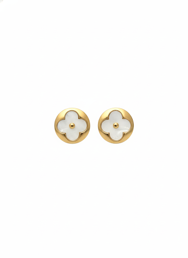 Clover Flower Pearl Stud Earrings