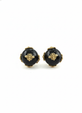 Bee Motif Black Pea Stud Earrings