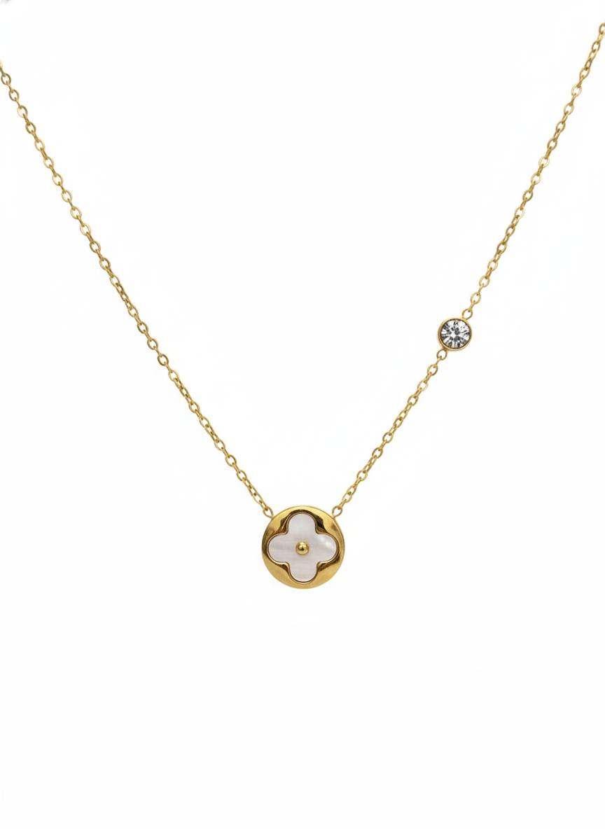 Gold Flower Clover Necklace