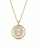 Crystal Disc Gold Pendant Necklace