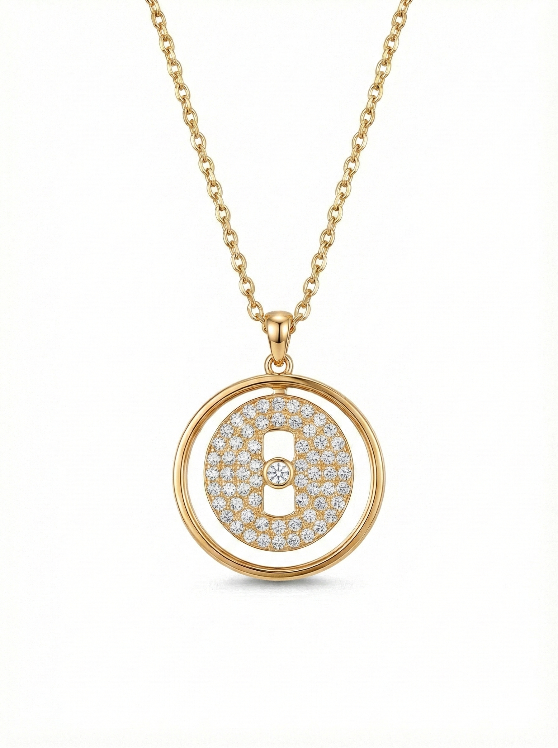 Crystal Disc Gold Pendant Necklace