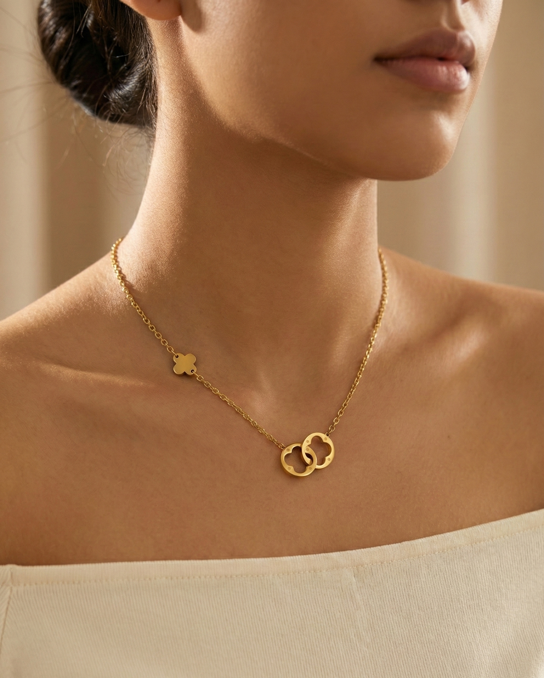 Asymmetric Double link Charm Necklace