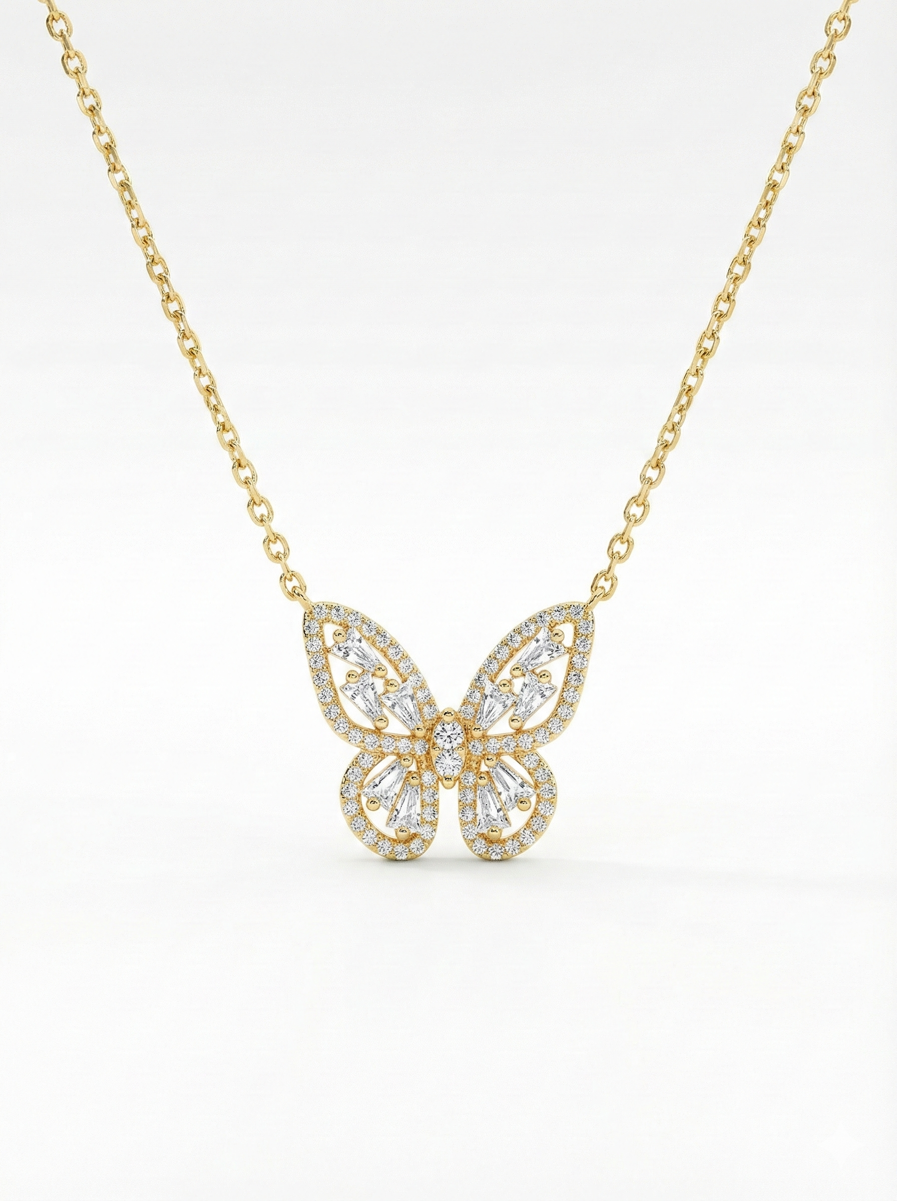 Crystal Butterfly Pendant Necklace