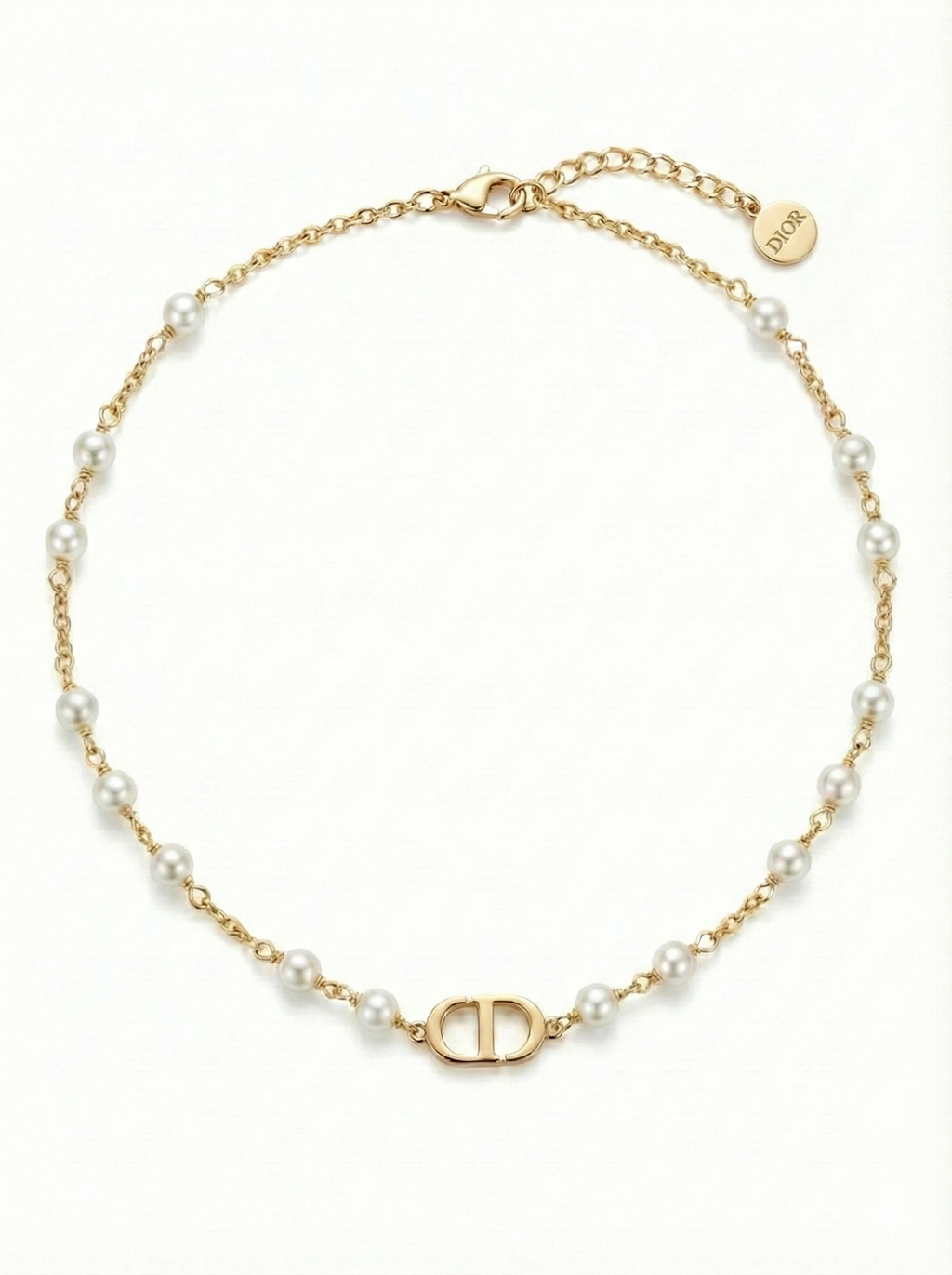 Infiniti Logo Pearl Station Necklace