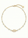 Infiniti Logo Pearl Station Necklace