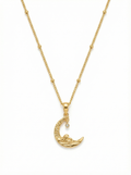Ornate Crescent Moon Crystal Necklace