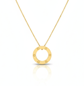 Gold Screw Circle Pendant Necklace