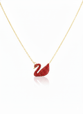 Red Crystal Swan Pendant Necklace