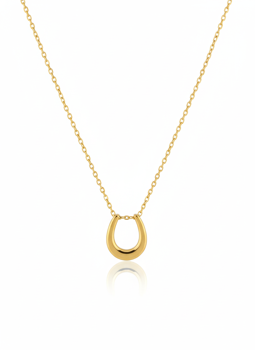 Gold Horseshoe Pendant Necklace