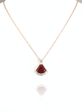 Red Gemstone Fan Pendant Necklace in Rose Gold Chain