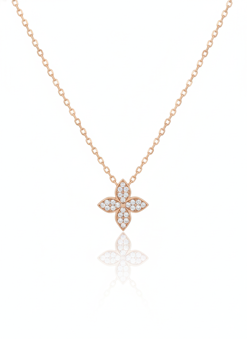 Rose Gold Crystal Flower Necklace