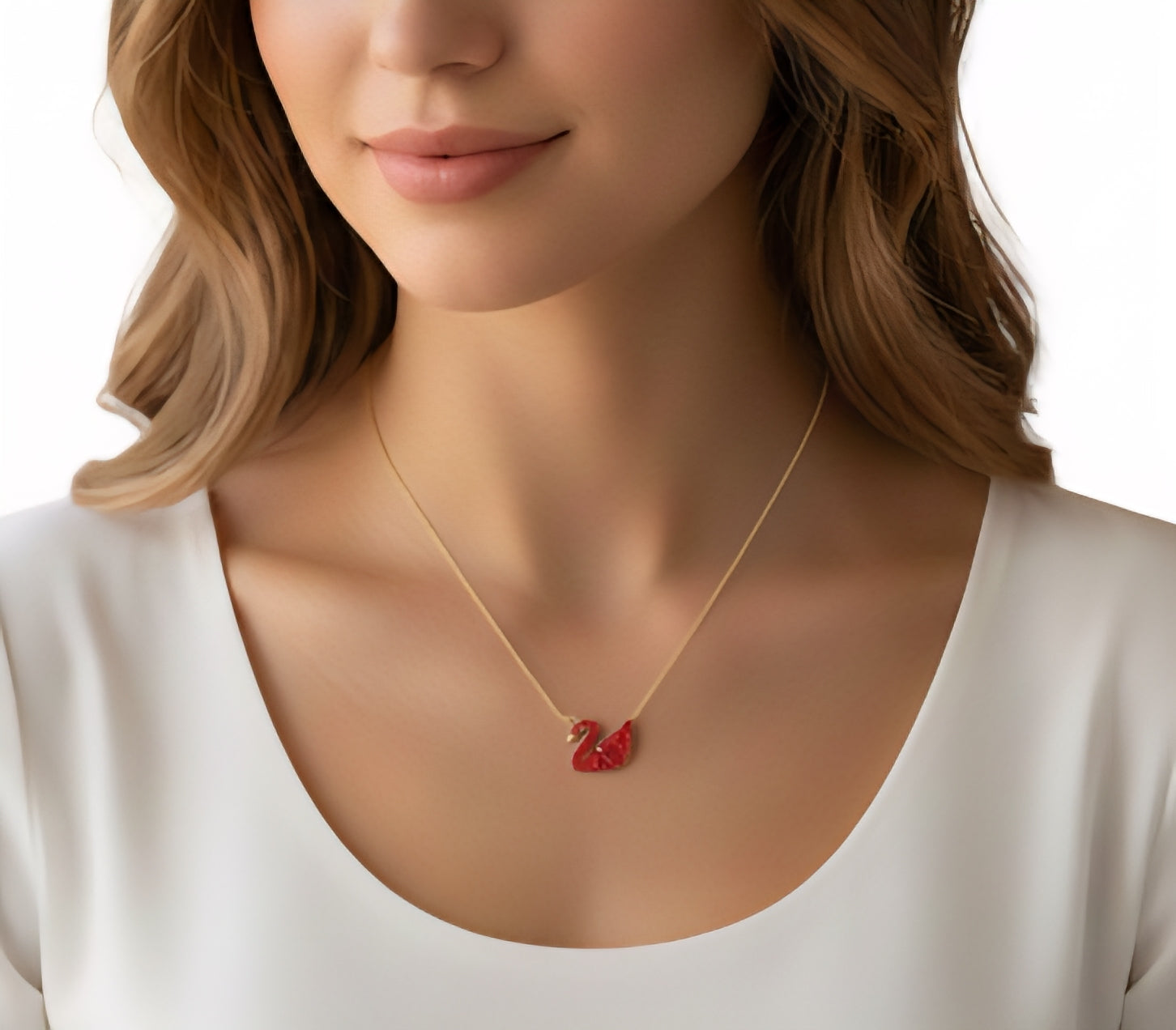 Red Crystal Swan Pendant Necklace