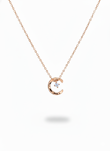 Crescent Moon and Star Crystal Necklace