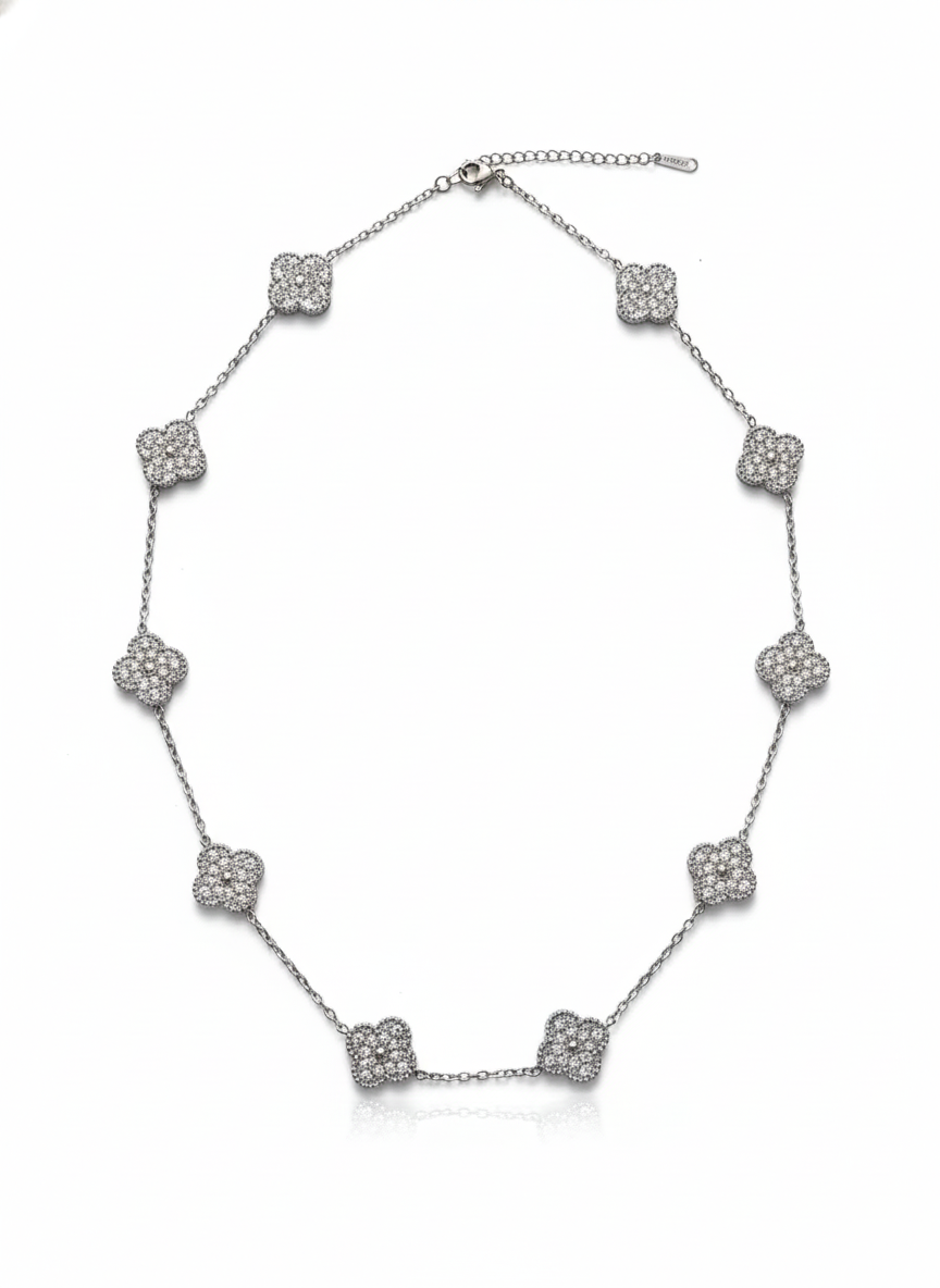 Crystal Clover Station Necklace