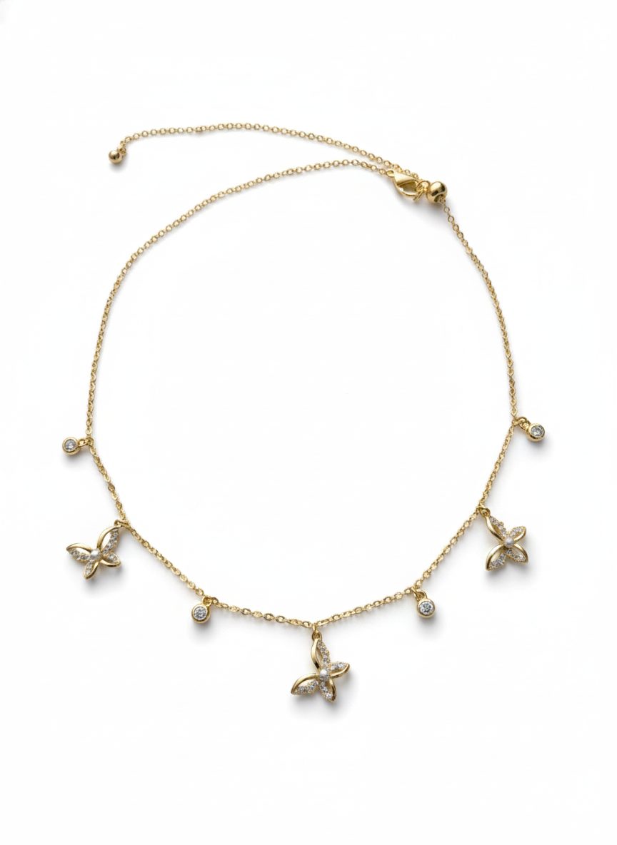 Butterfly Crystal Charm Necklace