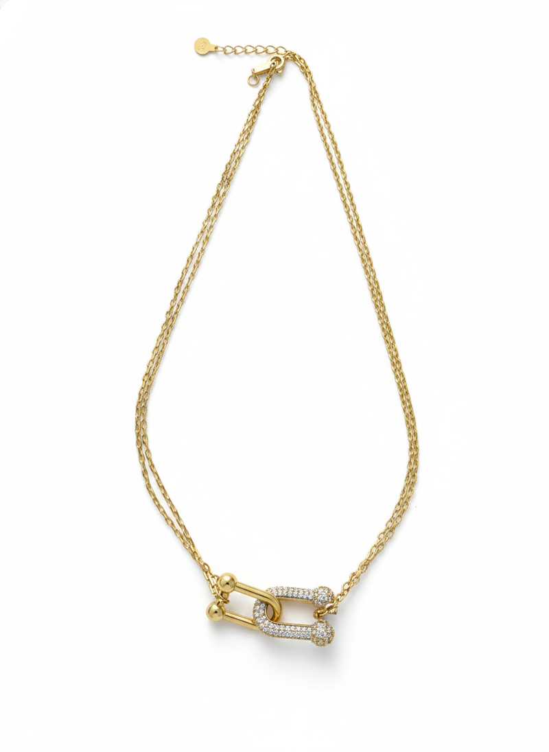 Layered Crystal Link Necklace