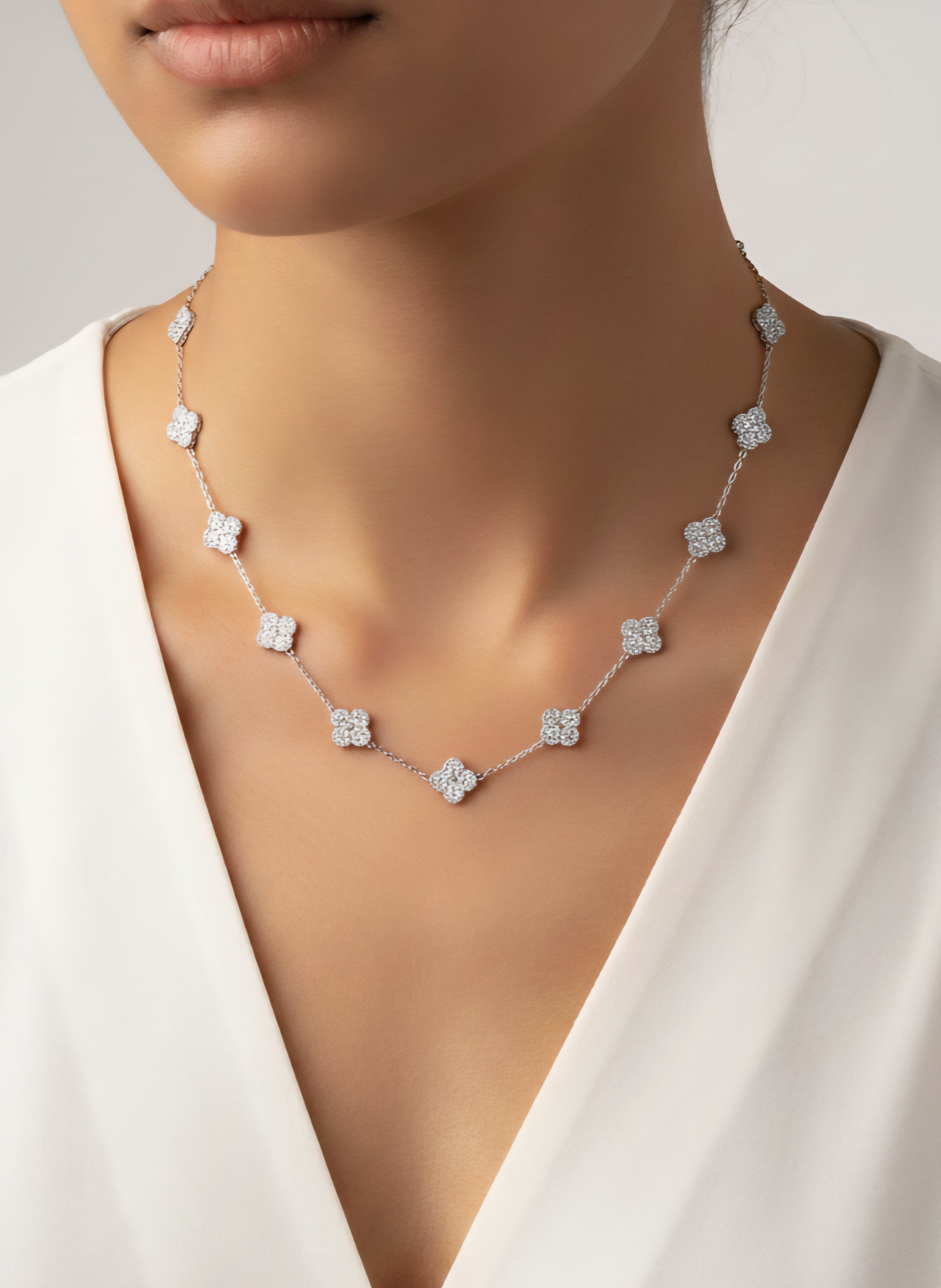 Crystal Clover Station Necklace