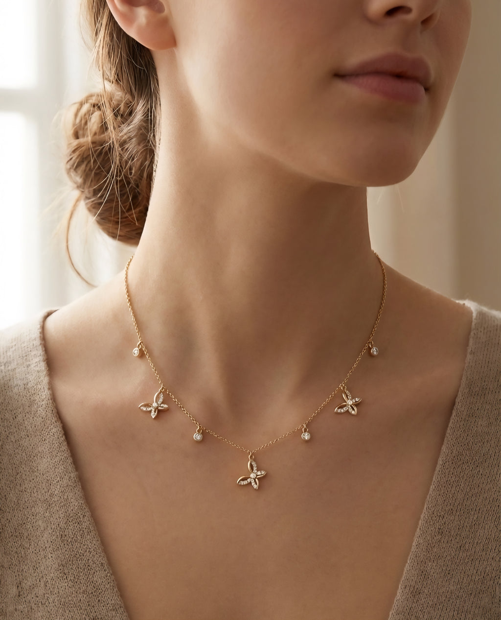 Butterfly Crystal Charm Necklace