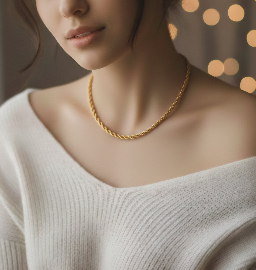 18K Gold plated Rope Chain Necklace