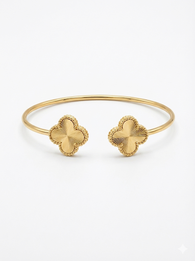 Quatrefoil Clover Cuff Bracelet - Gold