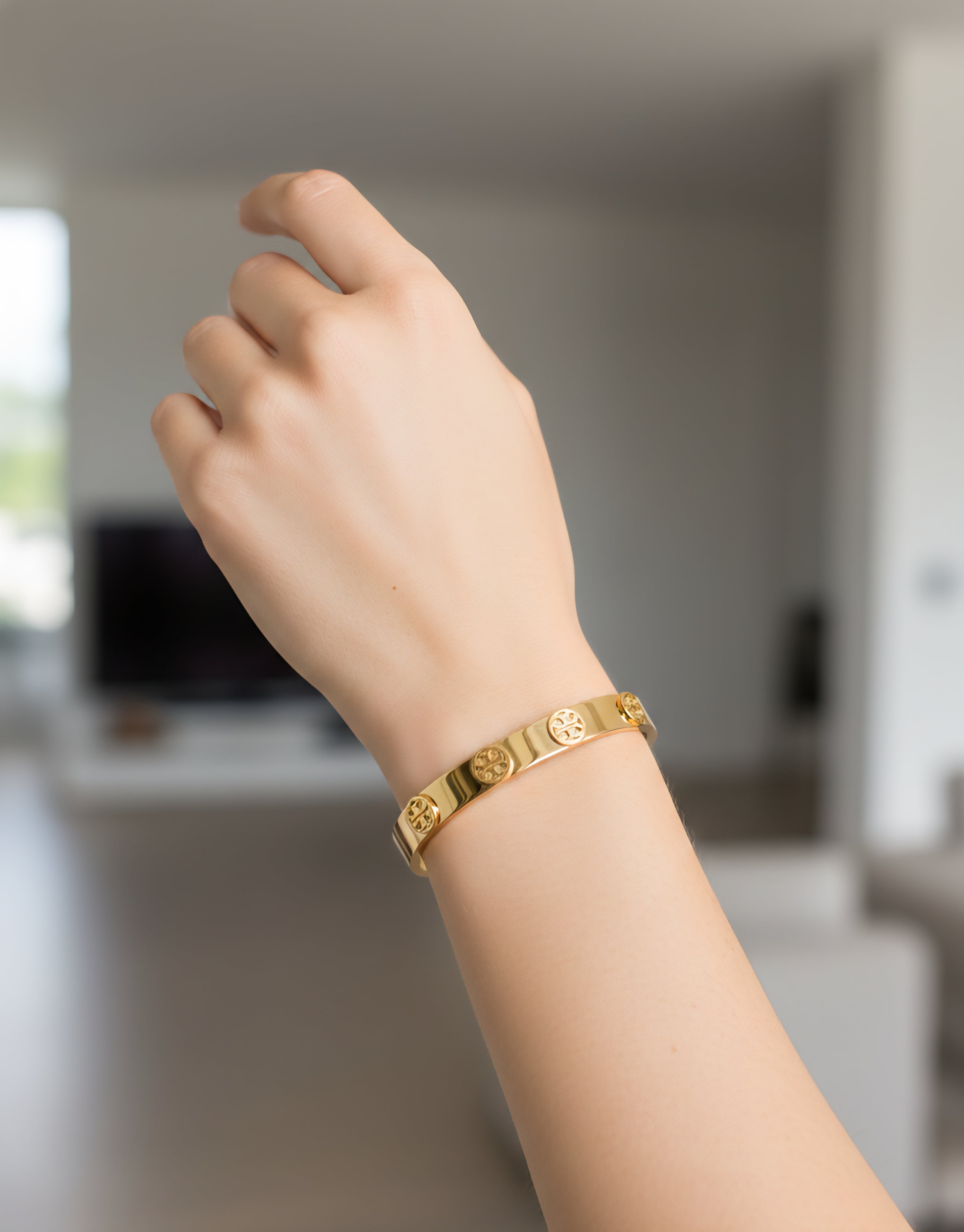 Signature Logo Bangle Bracelet - Gold