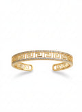 Greek Key Crystal Cuff Bracelet - Gold