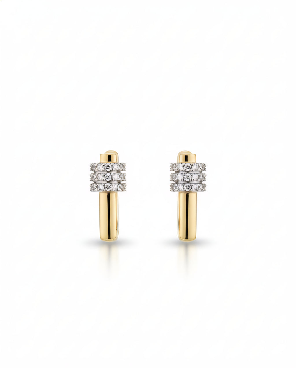Rectangular Crystal Huggie Hoop Earrings - Gold